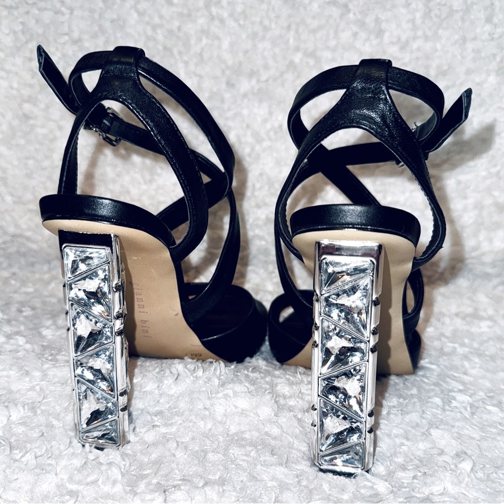 Gianni Bini Leather Heels with Jewel Accents - Picture 6 of 8